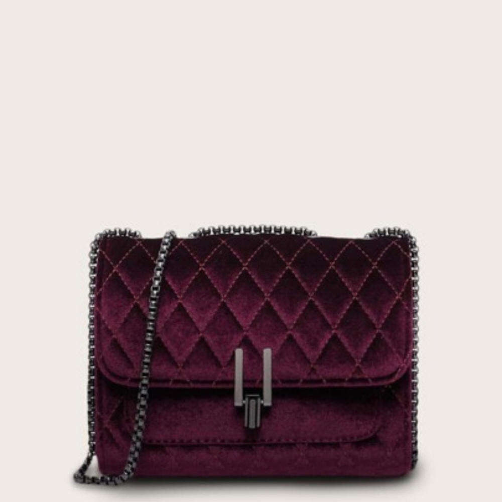Elegant Burgundy Quilted Chain Bag